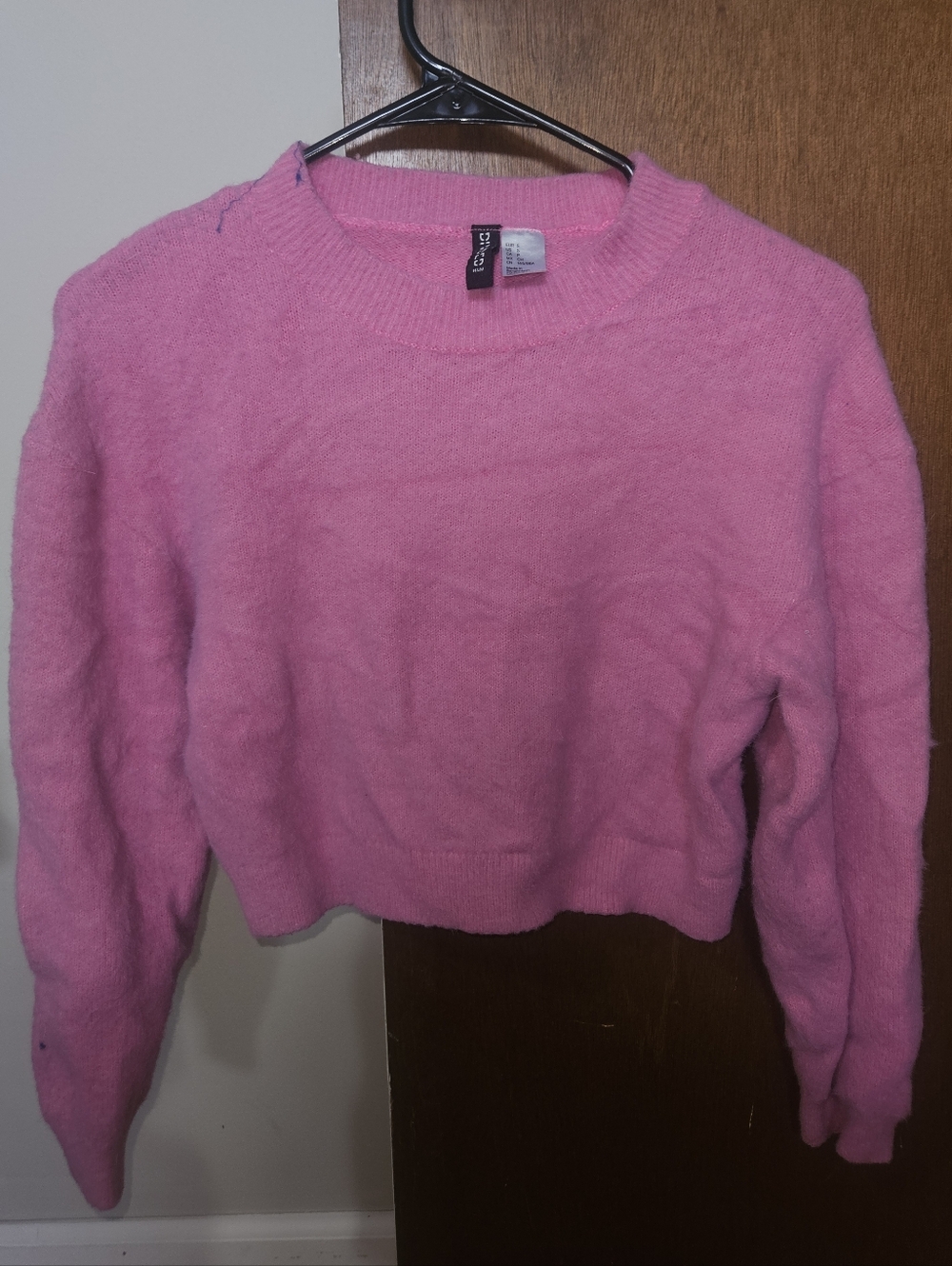 H&M Divided Cozy Pink Cropped Crewneck Sweater Size Small